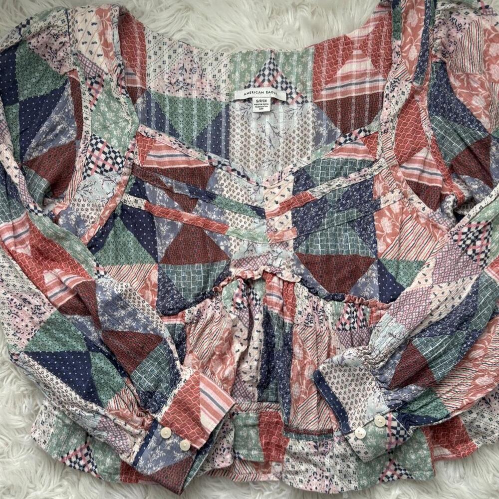 American eagle outfitters patchwork blouse